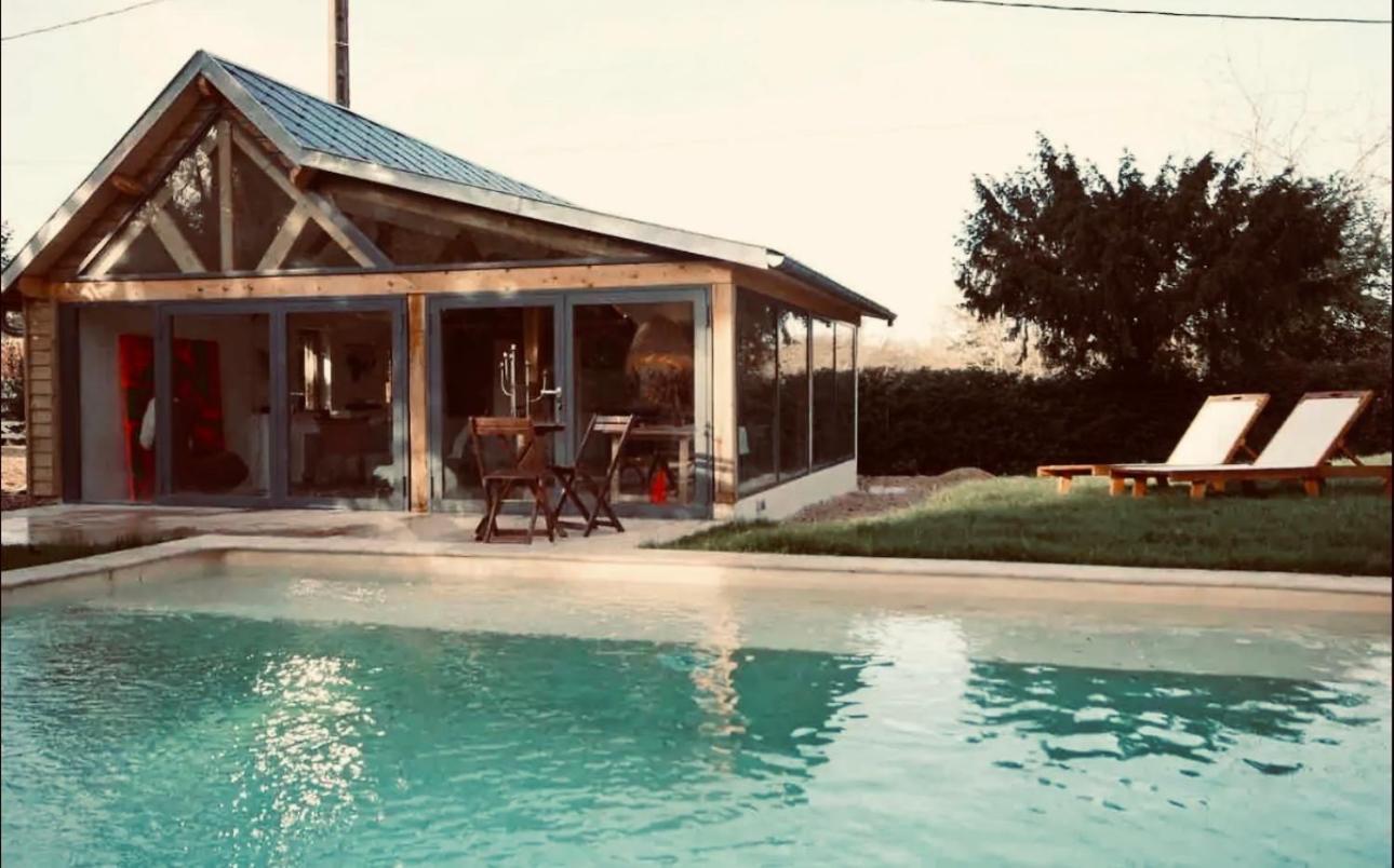 Cottage Normand Avec Sa Grande Piscine Chauffee Toute L Annee Sur Parc Arbore Et Clos En Plein Coeur De La Campagne Adapte Aux Kids Et Dog Friendly Saint-Antonin-de-Sommaire Kültér fotó